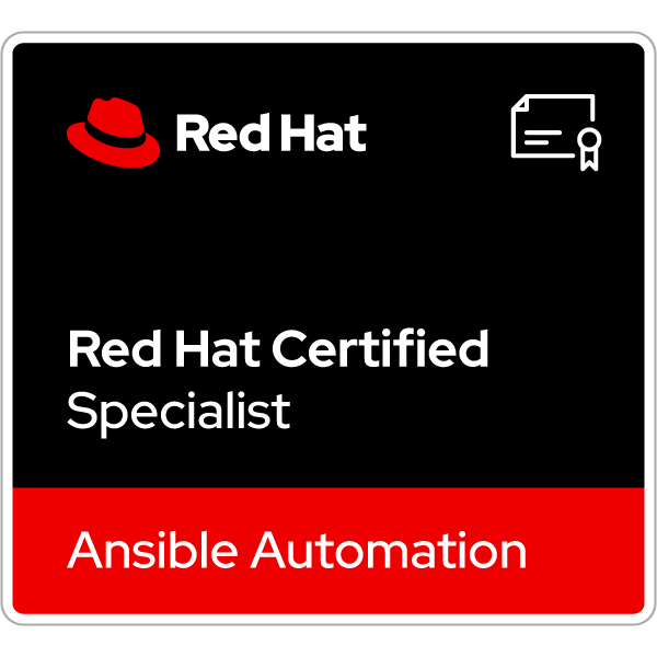 Red Hat Ansible Automation Specialist (EX407) - behaald door Maarten Schoonus